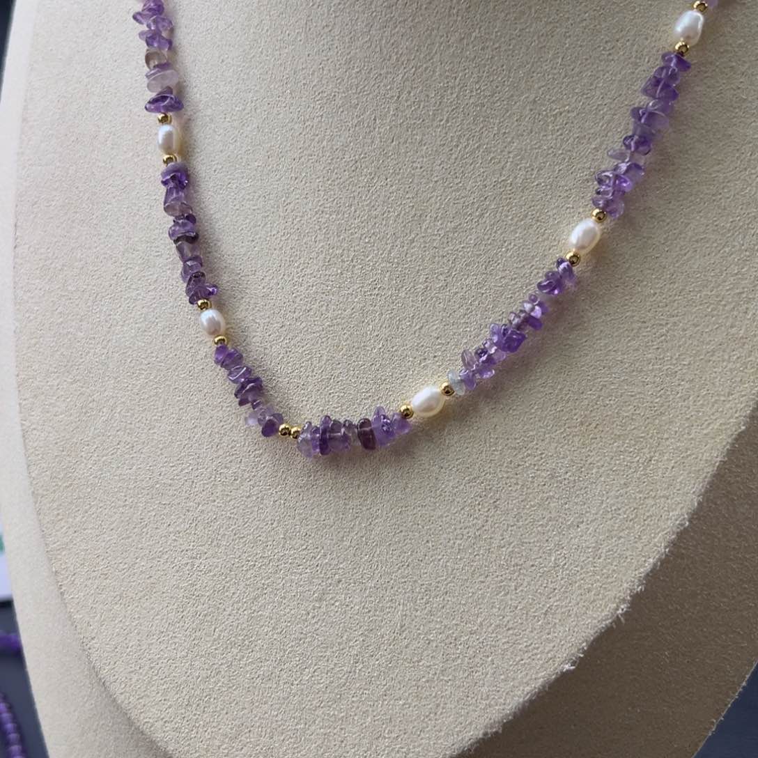 紫晶颈饰未镶嵌紫水晶