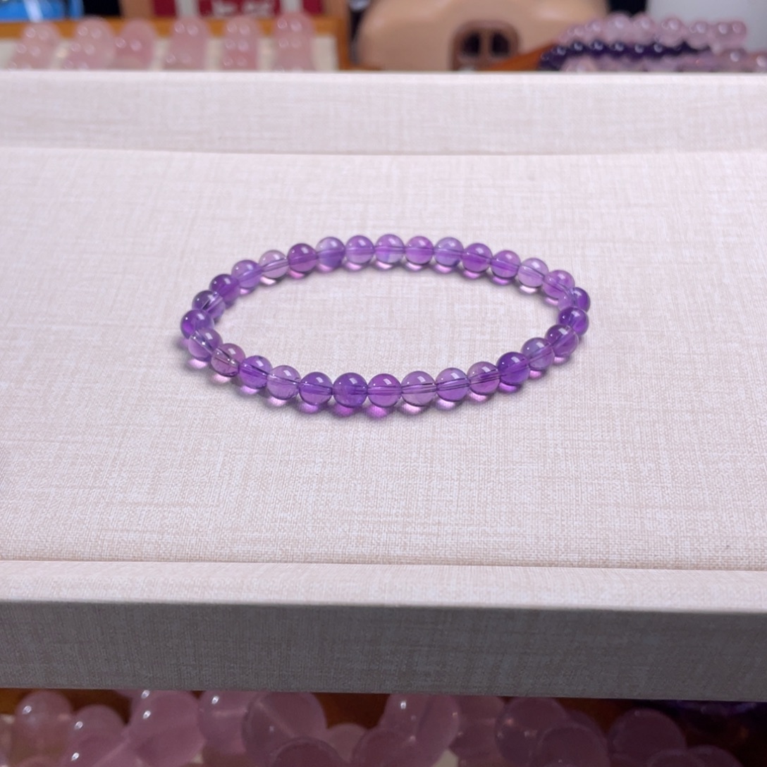 紫晶未镶嵌手链紫水晶卡6手串