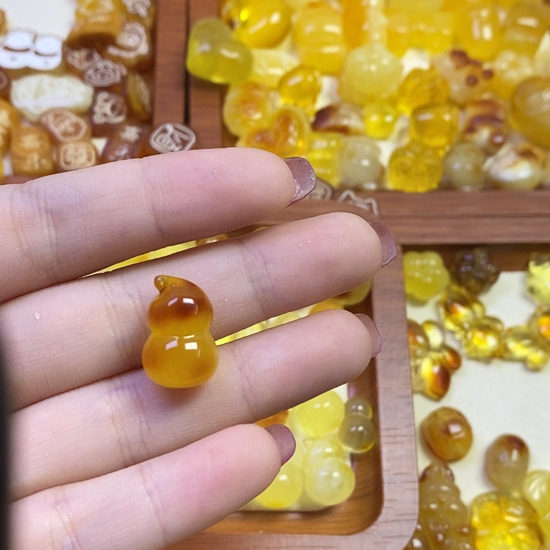 琥珀未镶嵌珠宝奇石小葫芦