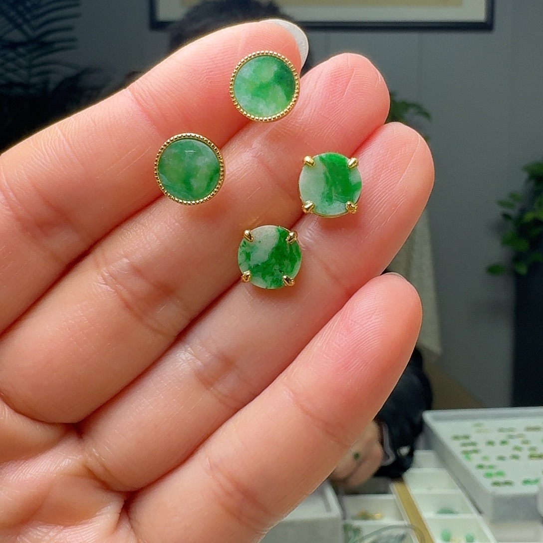 翡翠银S925镶嵌耳饰多样性发货其一