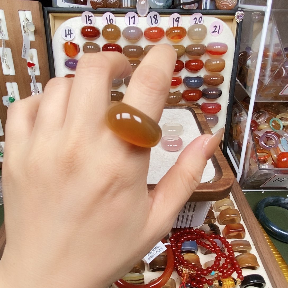 微***呀玛瑙/玉髓合金戒指