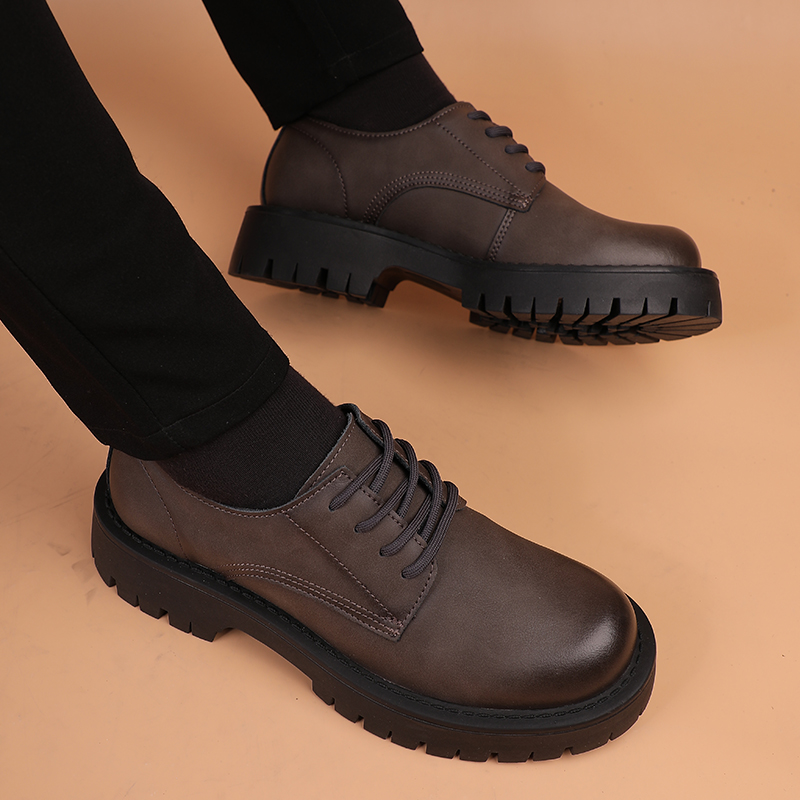 【清货价】大头皮鞋男套脚圆头厚底潮鞋英伦商务休闲皮鞋男士一脚蹬