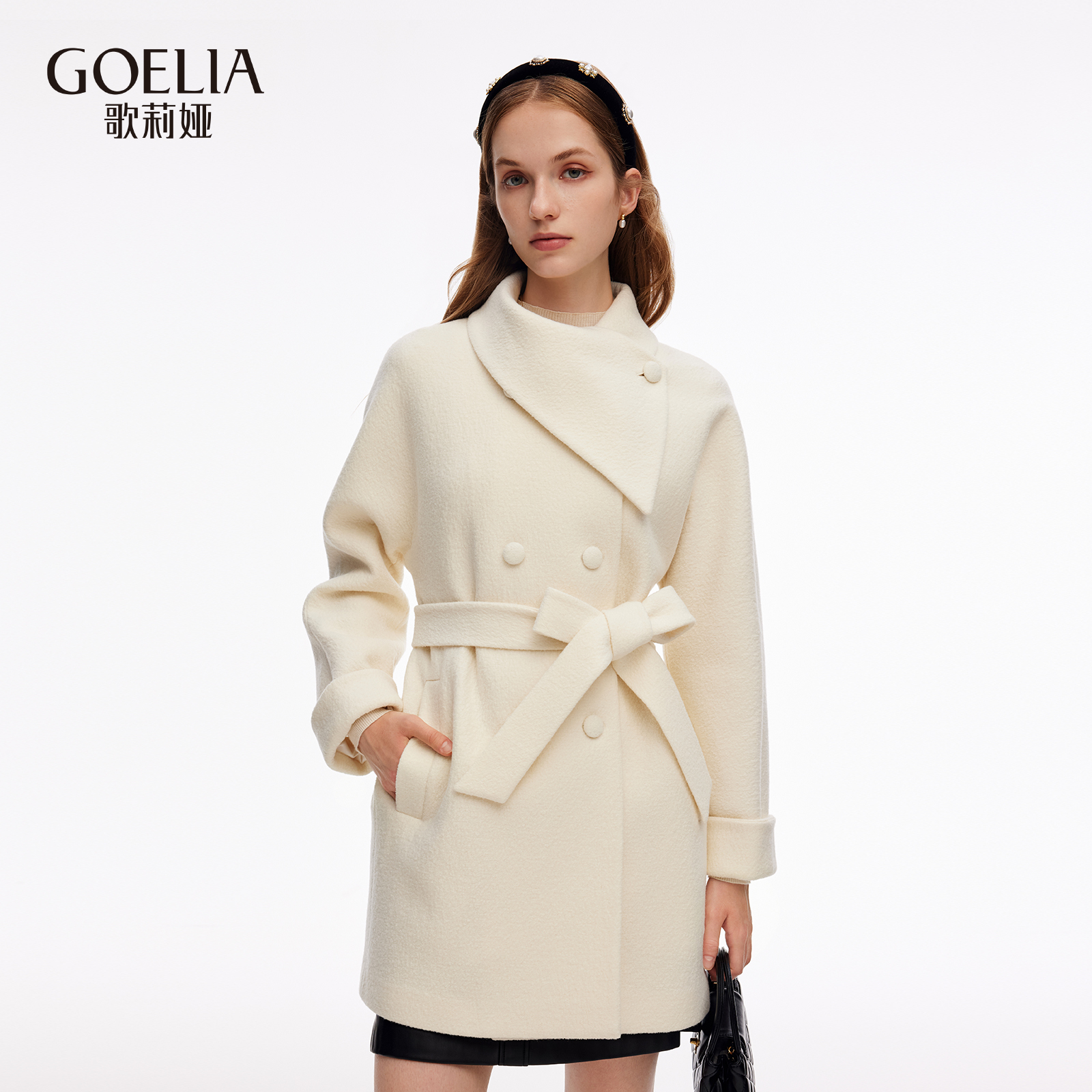 歌莉娅 秋季新品  针织圈圈呢外套配腰带 1E9R6E0A0