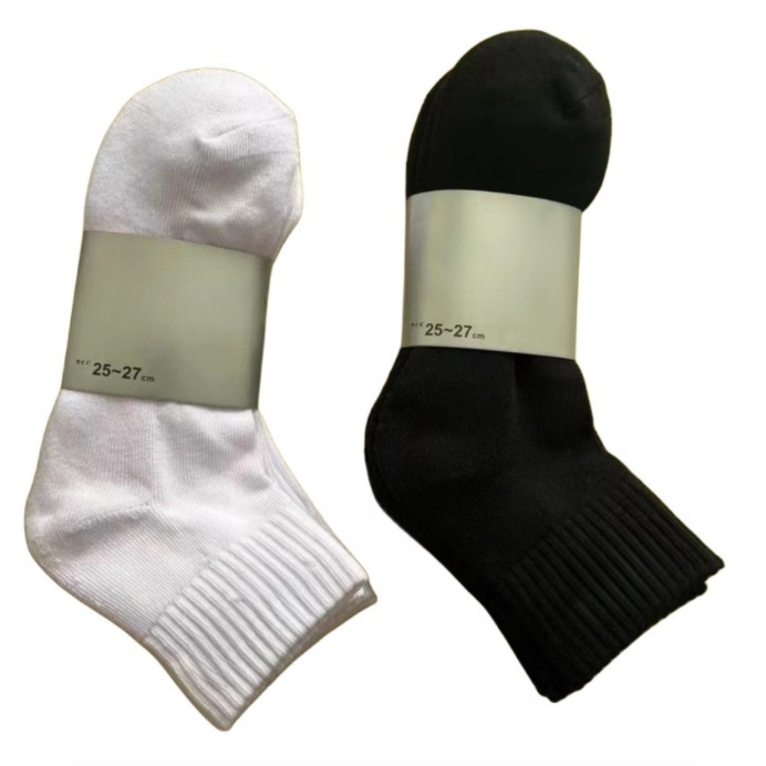 6双组合，外贸YM日单袜中筒运动袜男女纯棉透气袜跑步短袜纯色袜