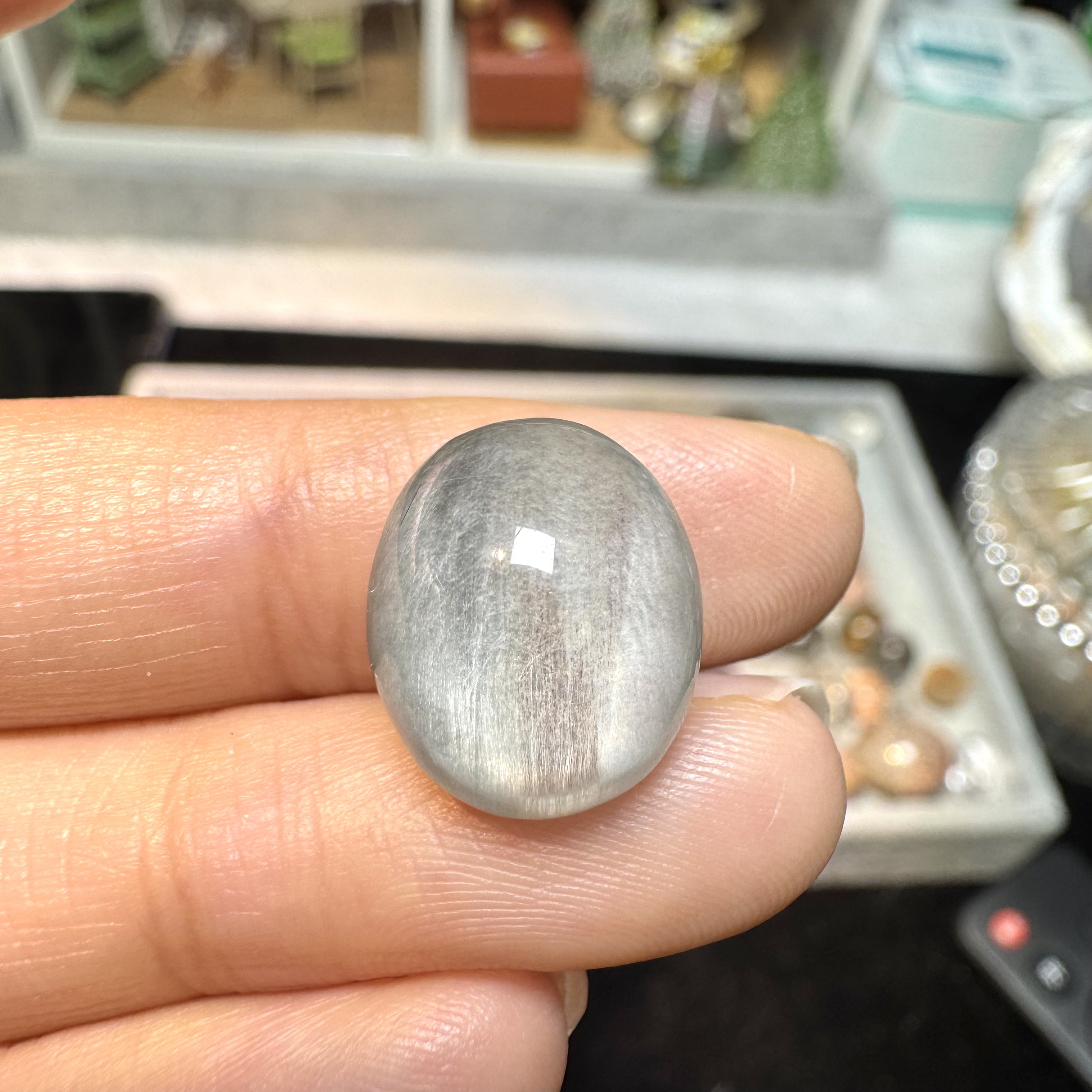 定制款蓝兔毛蛋面天然水晶