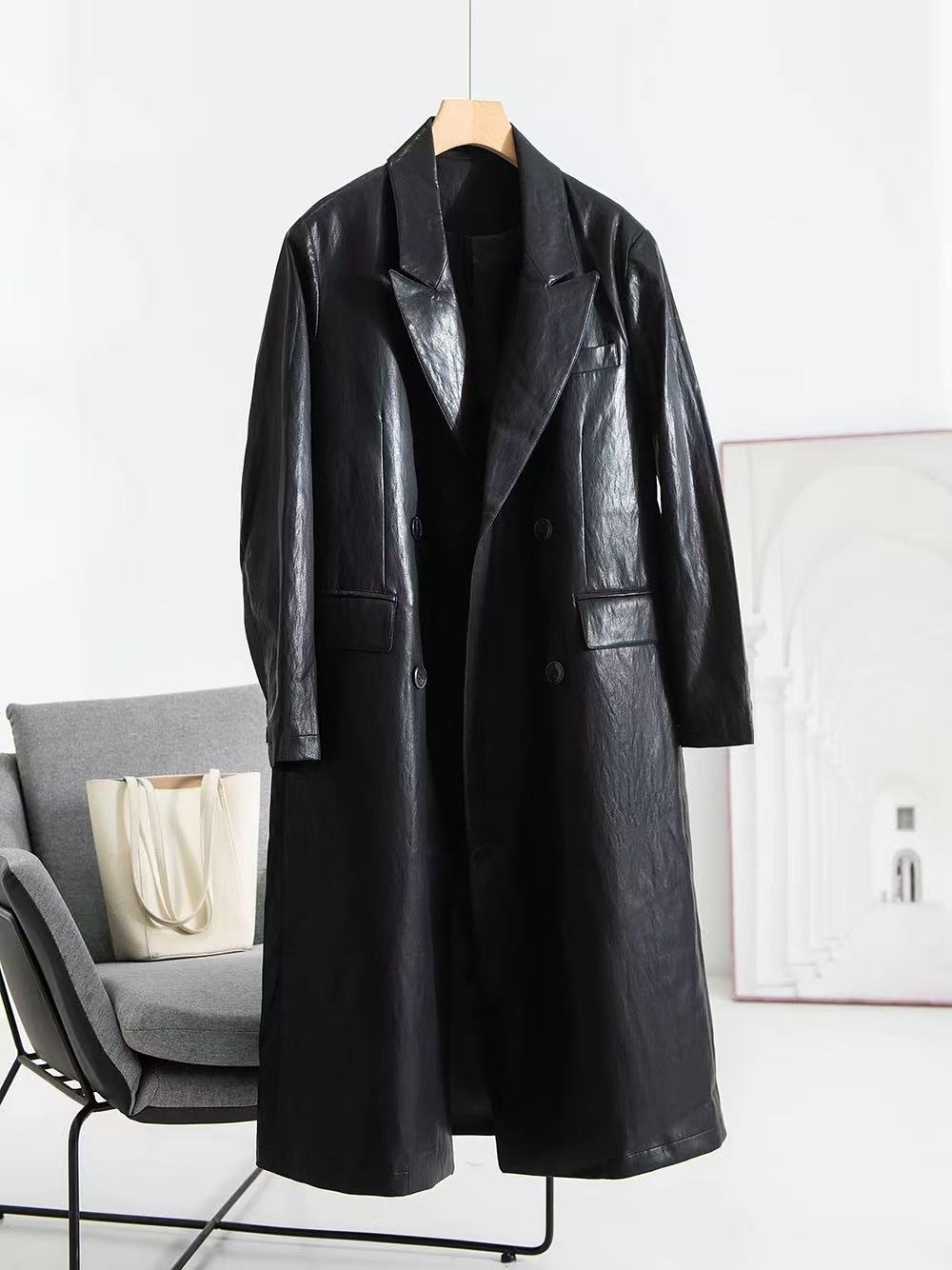 1103/35673/1236高级感洋气炸街黑色皮衣风衣外套