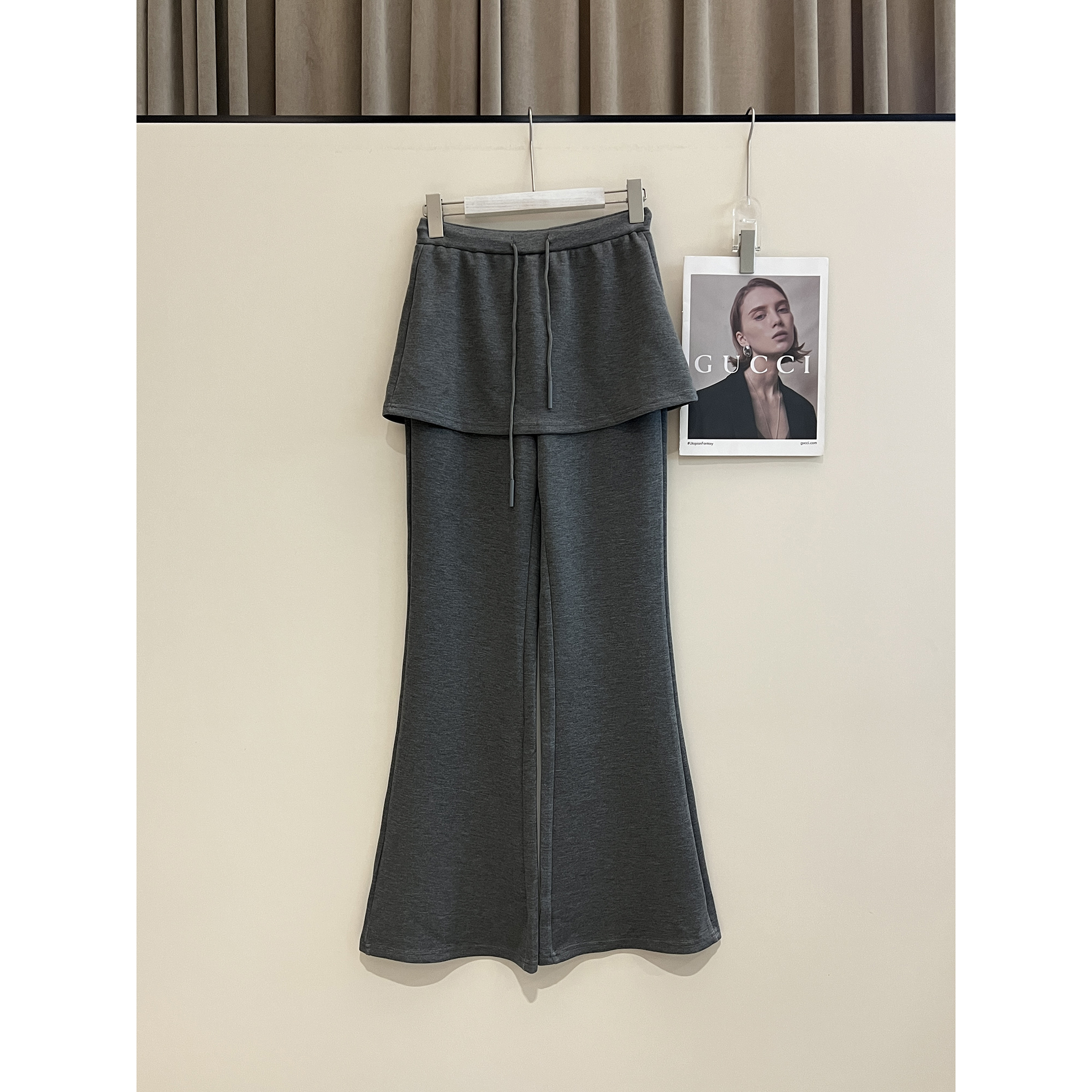 假两件屁帘喇叭裤P7866