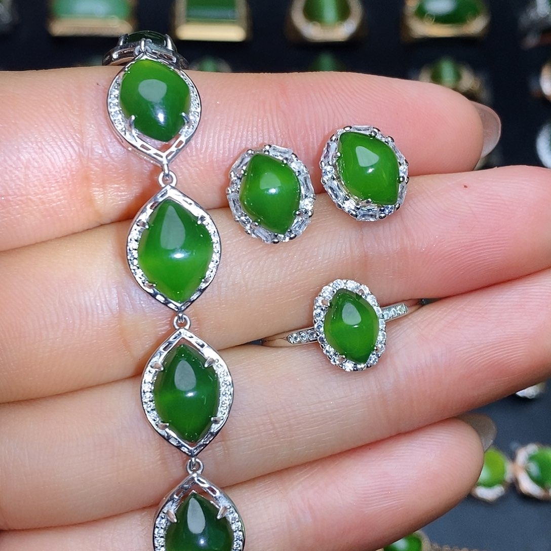 和田玉（碧玉）套装银S925镶嵌