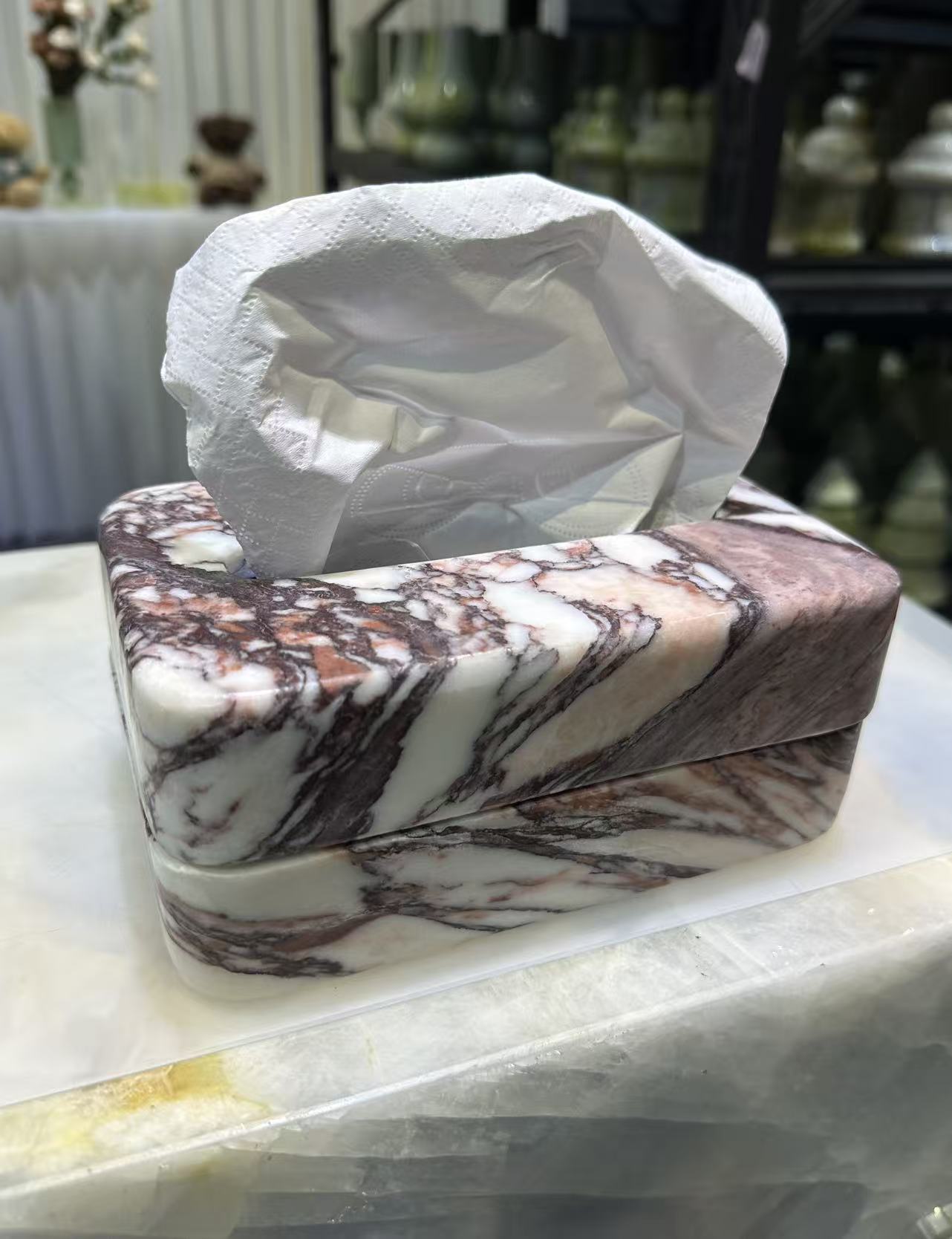 大理石纹防锈欧式复古防磨纸巾盒简约收纳袋复古白色