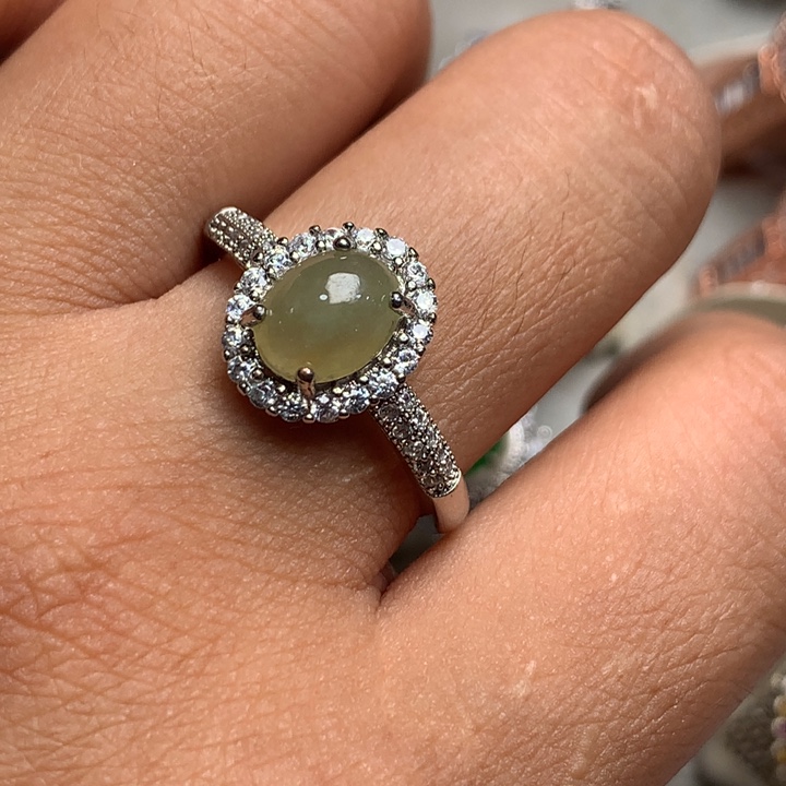 翡翠银S925镶嵌颈饰天然翡翠戒指