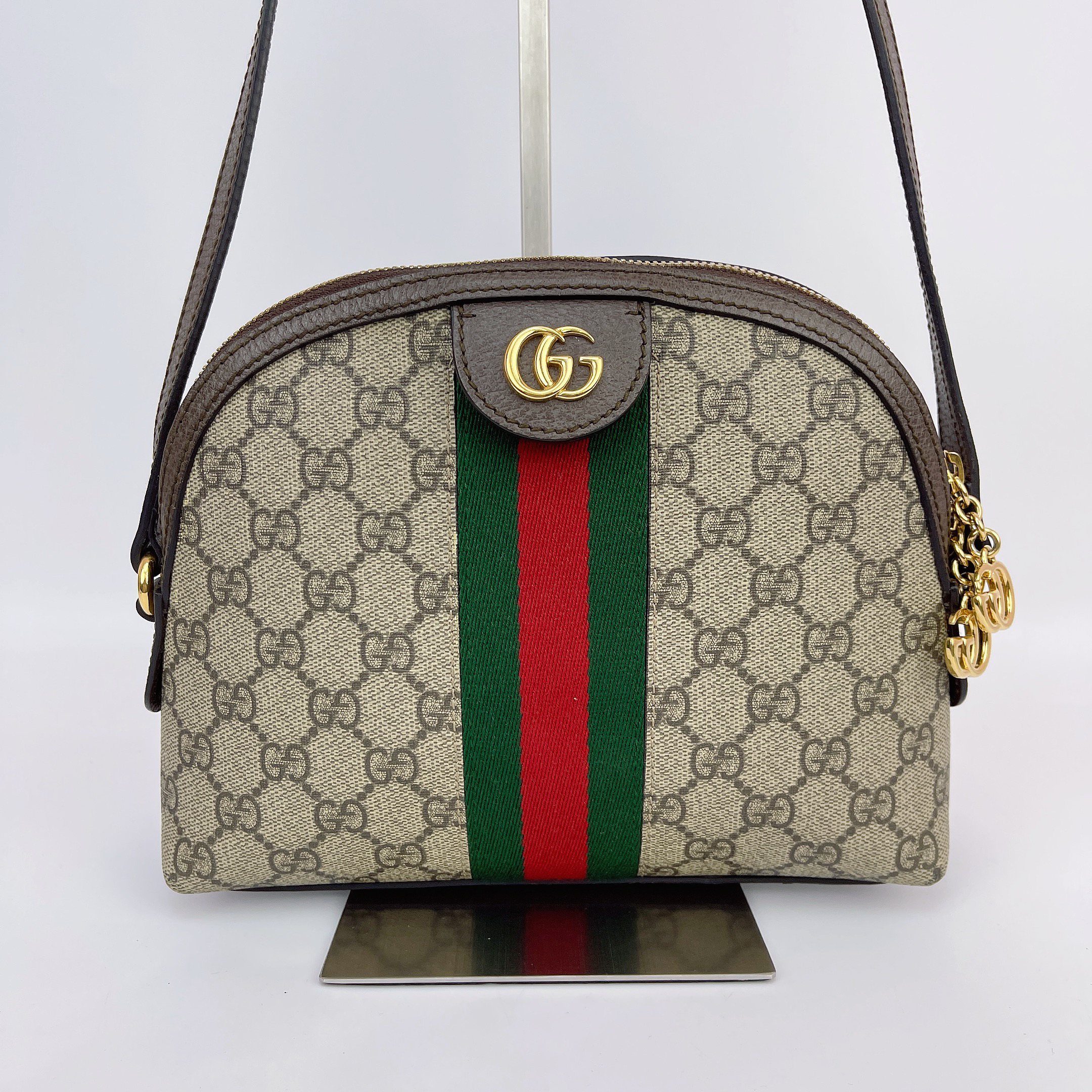 95新 GUCCI/古驰 古驰棕色老花单肩包底23 M012