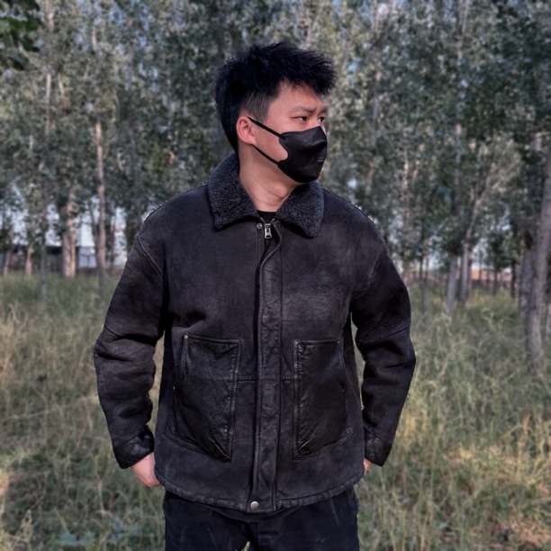 98号街口 秋冬复古土耳其美利奴成衣重水洗立翻领保暖拉链男款