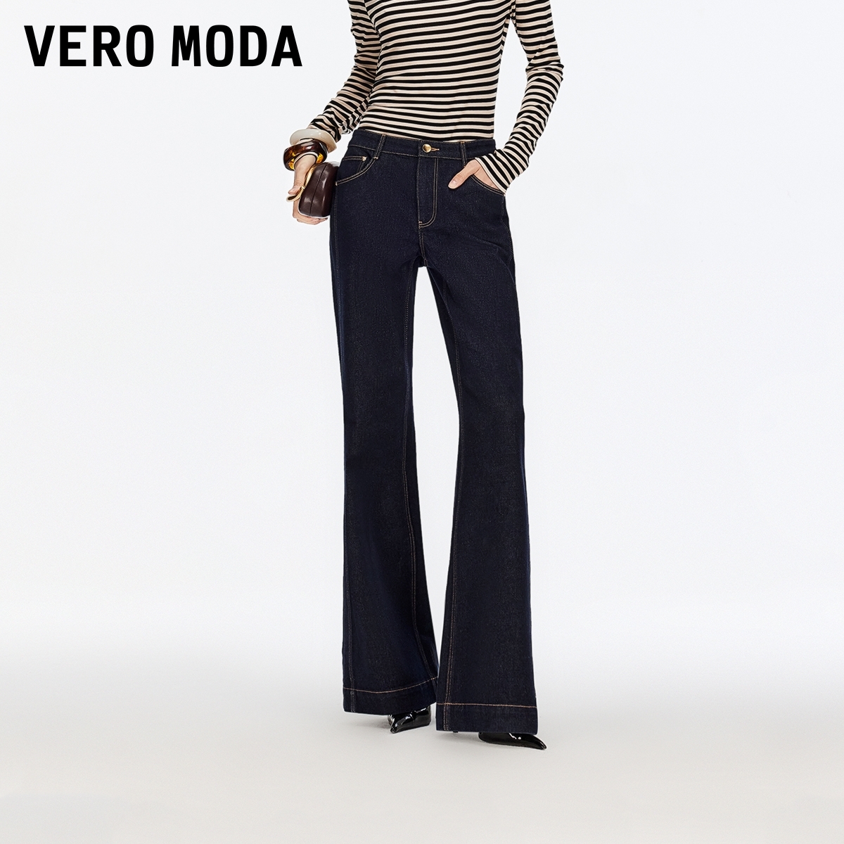 Vero Moda牛仔裤【通勤神裤】含棉微喇裤精致优雅百搭326132022