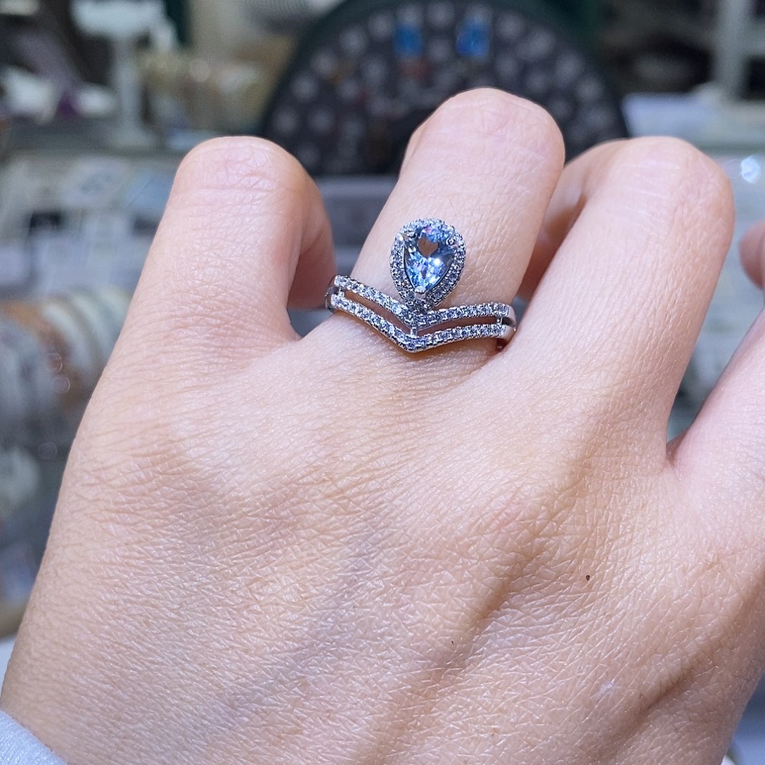 海蓝宝石戒圈银S925镶嵌天然圣玛利亚