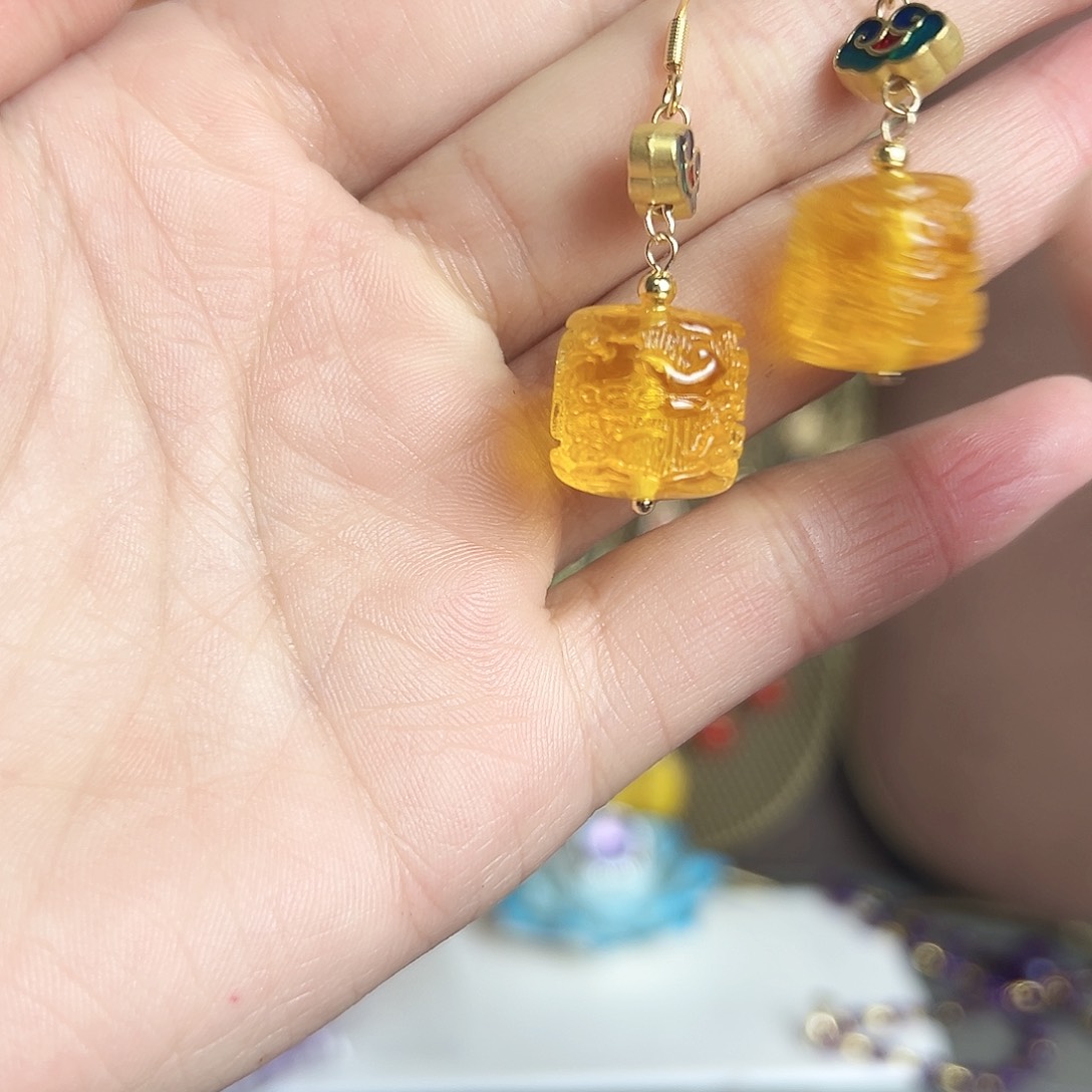 银S925镶嵌耳钉玛瑙/玉髓古风