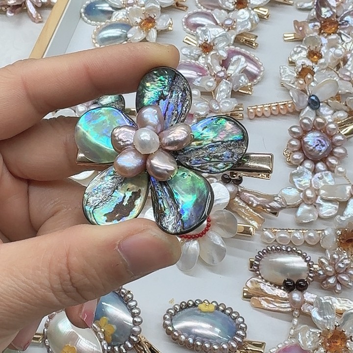 淡水珍珠发饰银S925镶嵌