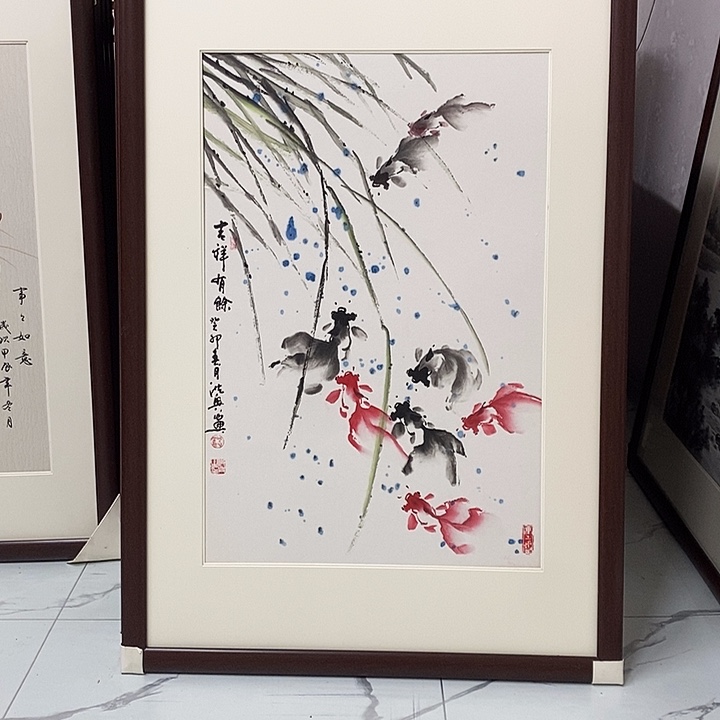 国画手绘作品带框发货