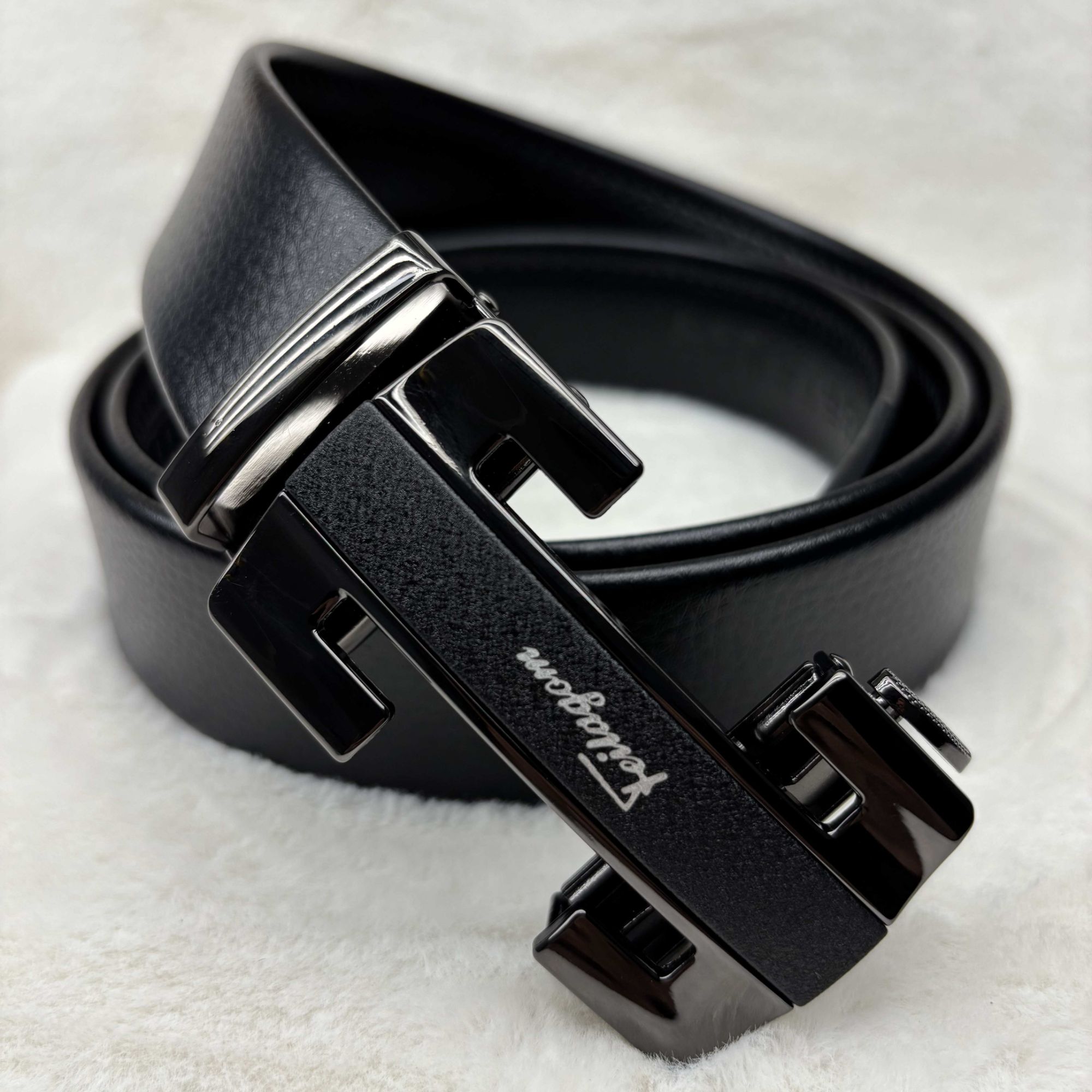 2025手工皮带男士真皮自动扣百搭牛皮纯手工潮流H扣黑色扣腰带