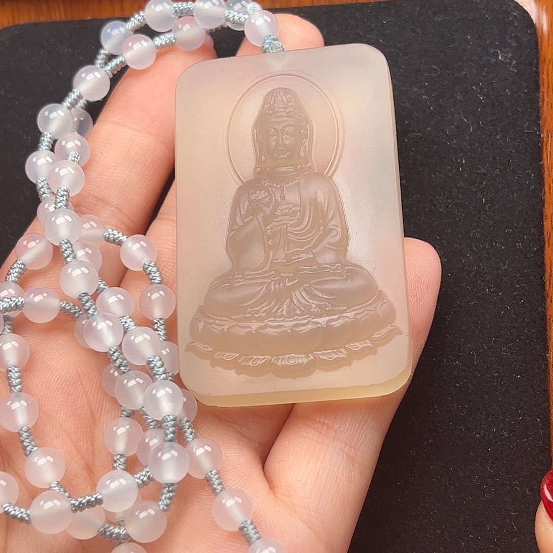 光***明玛瑙/玉髓未镶嵌颈饰