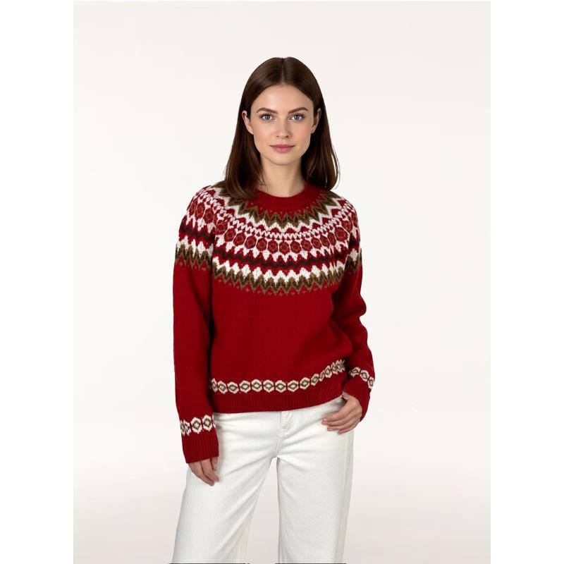 费尔岛羊毛圆领毛衣