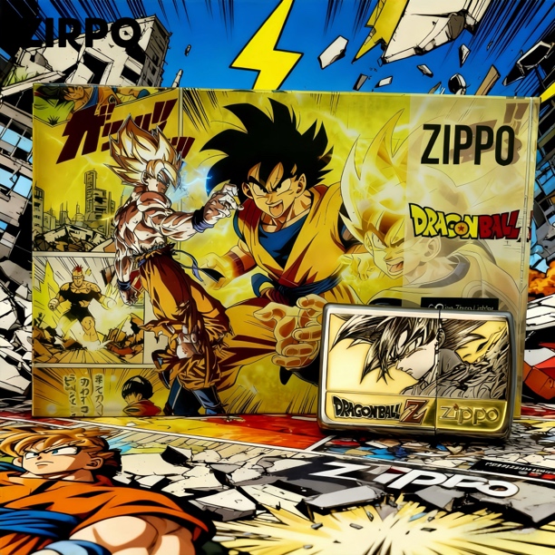 ZIPPO/之宝打火机龙珠Z悟空紫铜贴章雕刻手办联名套装二次元潮