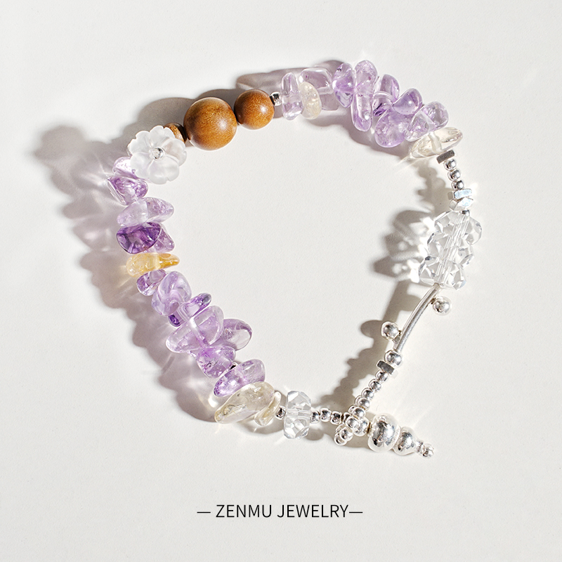 925银手链 原创【紫藤】设计感花朵紫色小众国风新中式手链