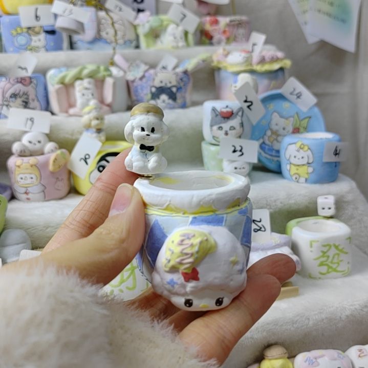 转转狗狗方格款多肉花盆