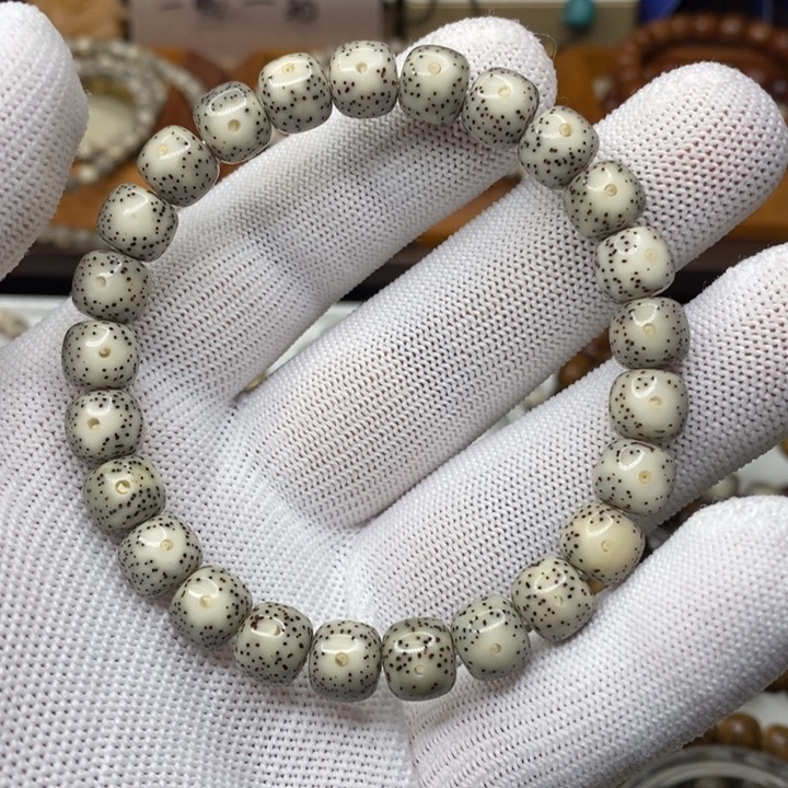 星月菩提手串星月菩提9x8骨瓷白月留白