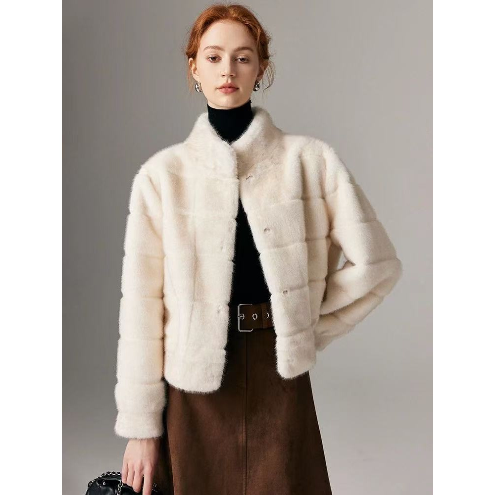 新款女年轻春秋冬季厚加绒仿獭兔毛短款毛毛百搭