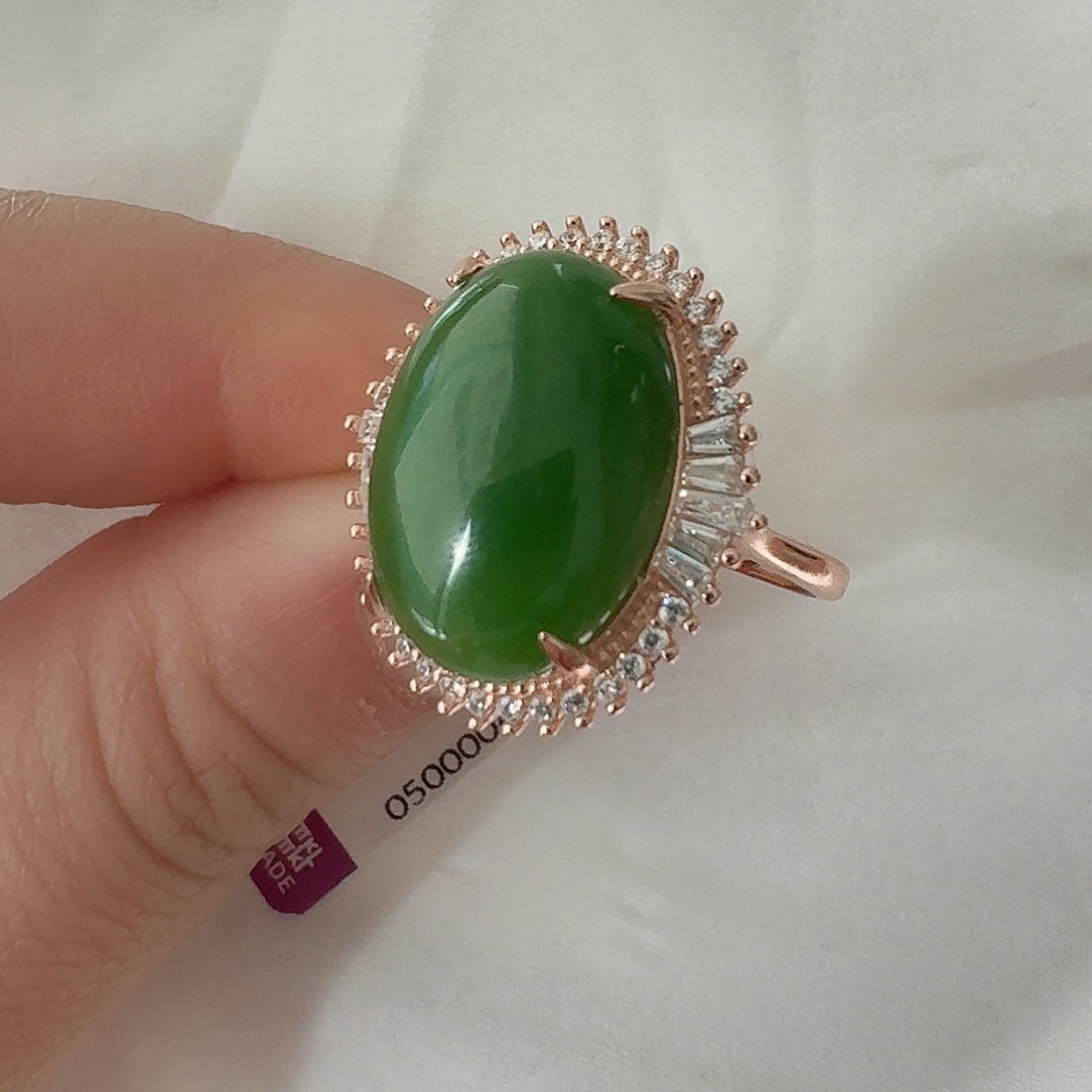 和田玉W戒指银S925镶嵌