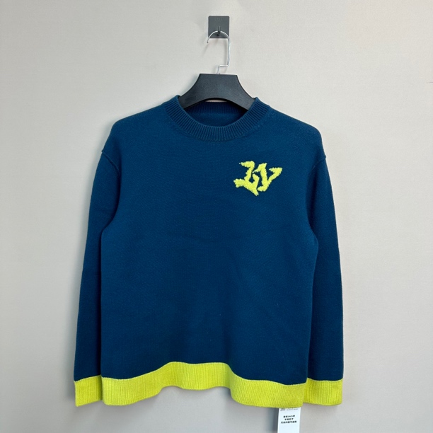 99新 LouisVuitton/路易威登 Lv拼色扭曲字母毛衣/XL码/价9150