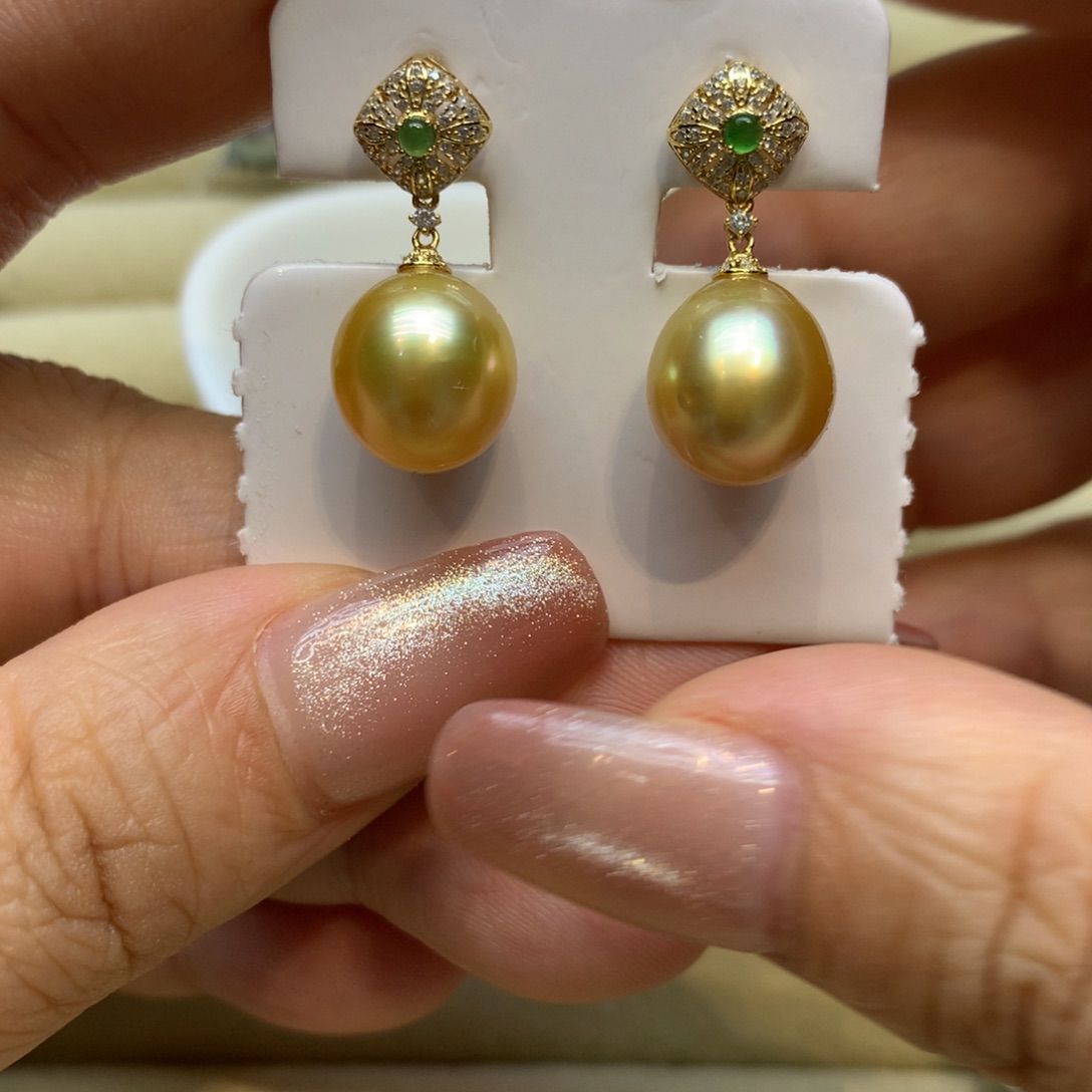 银S925镶嵌耳饰海水珍珠