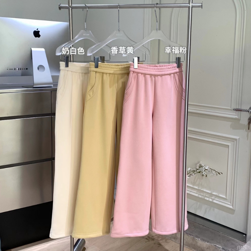加绒两种穿法三色休闲直筒卫裤宽松加绒阔腿裤加厚毛昵棉服