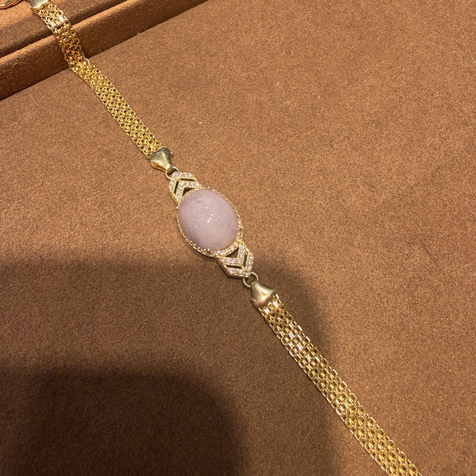 s925银镀18k金 天然缅甸翡翠手链