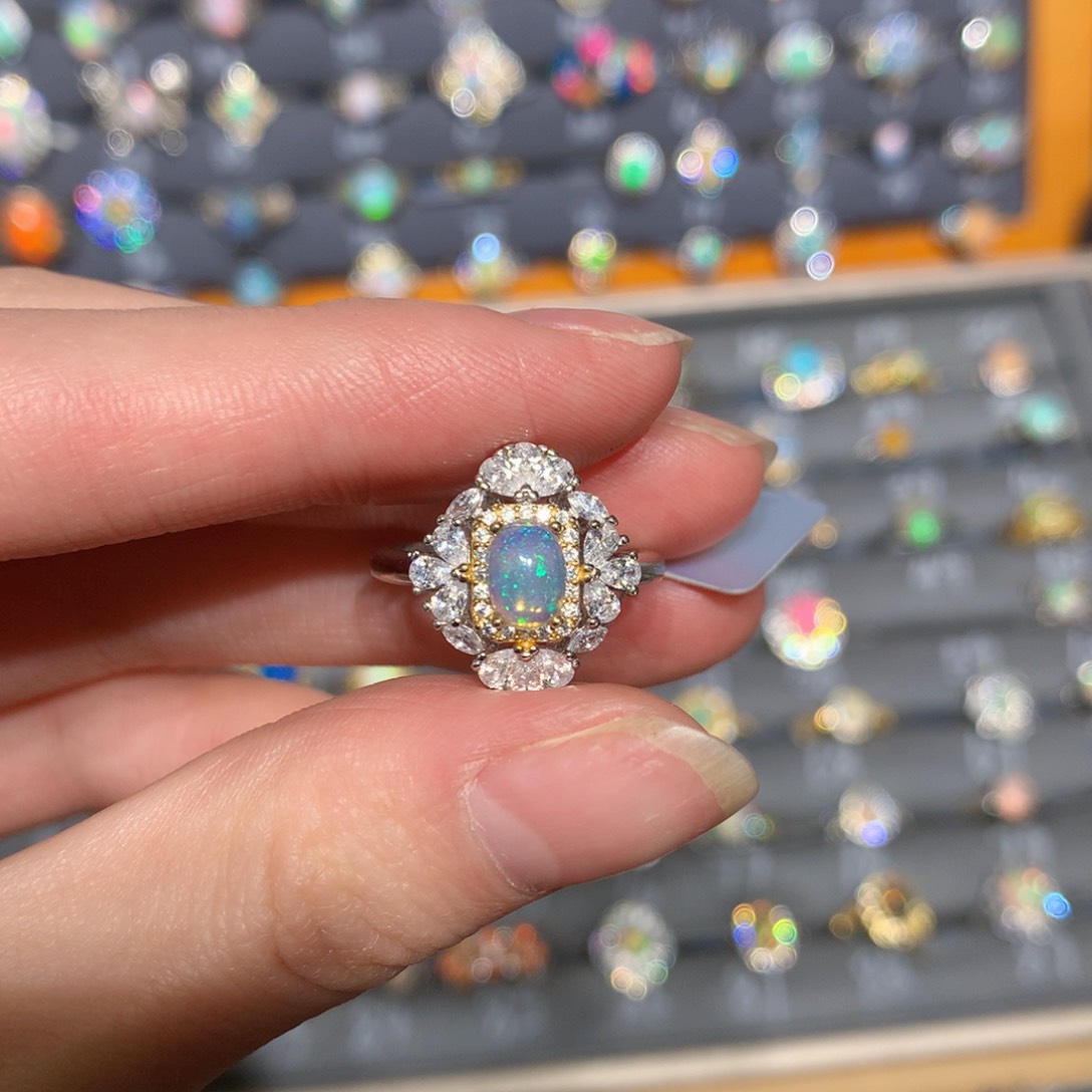 银S925镶嵌欧泊戒指t