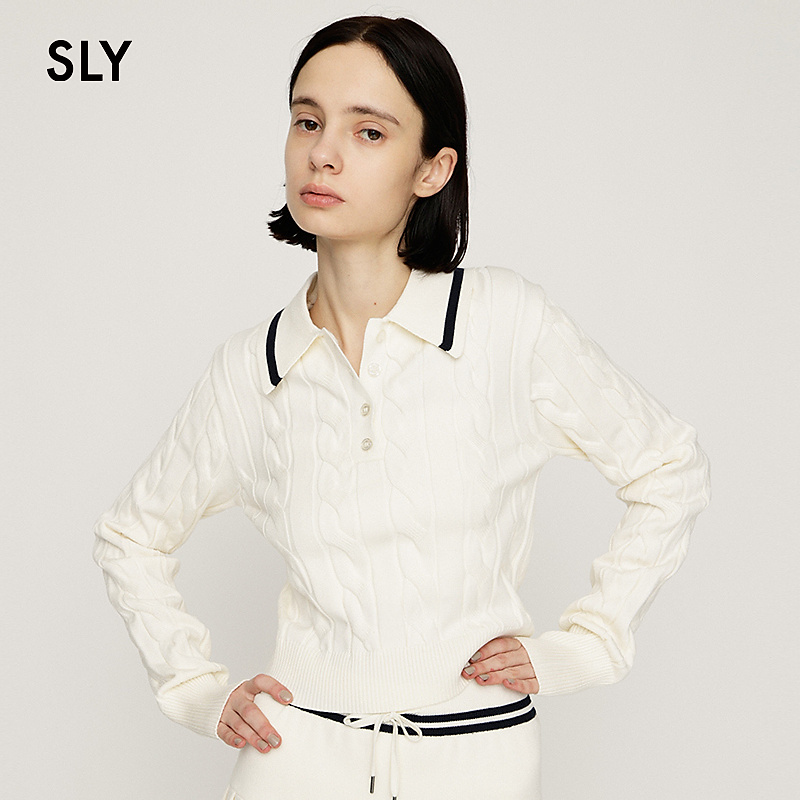 2025冬季文艺学院风绞花撞色翻领针织两件套030IAR73-3111