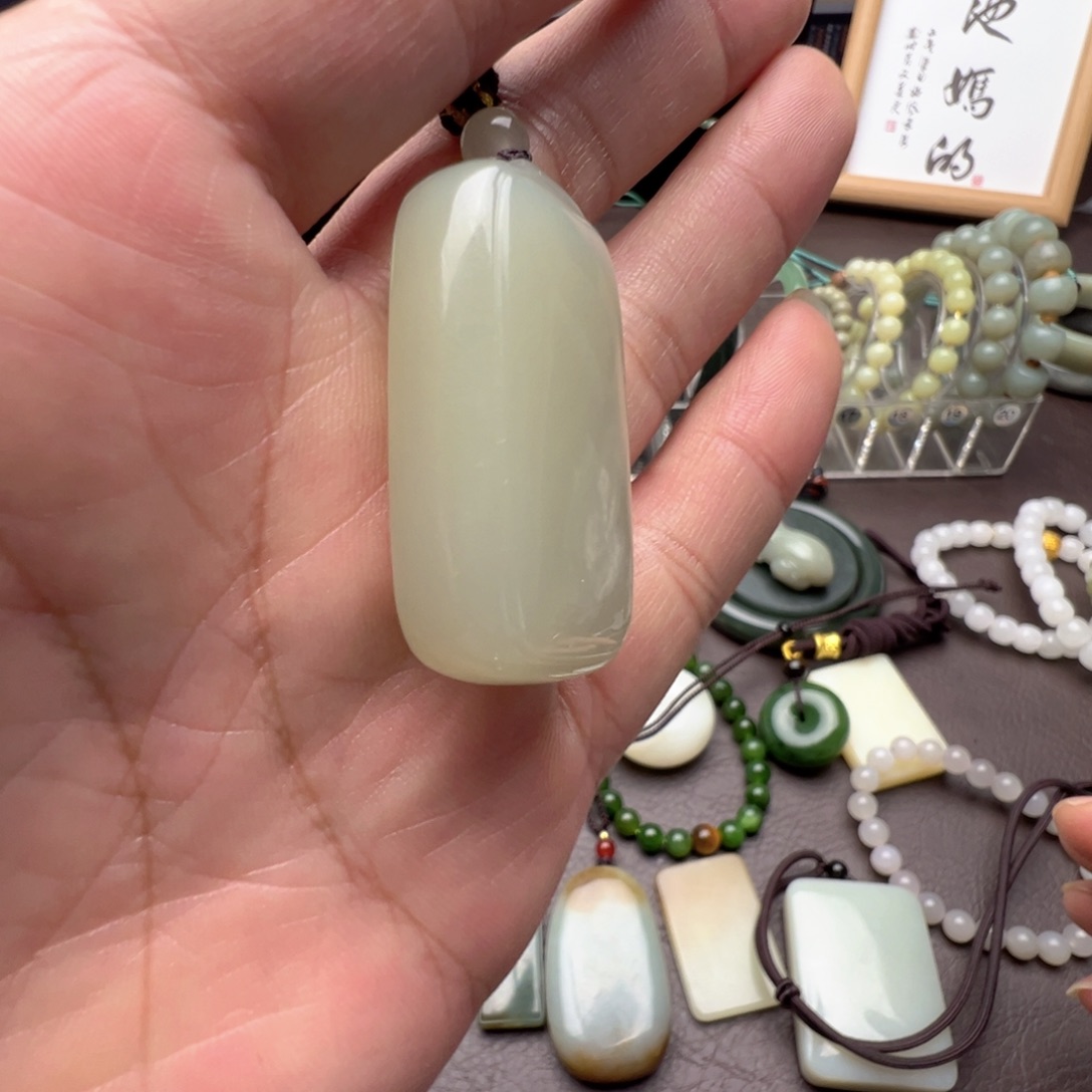 和田玉未镶嵌颈饰和田玉平安无事牌厚装43mm毕业款