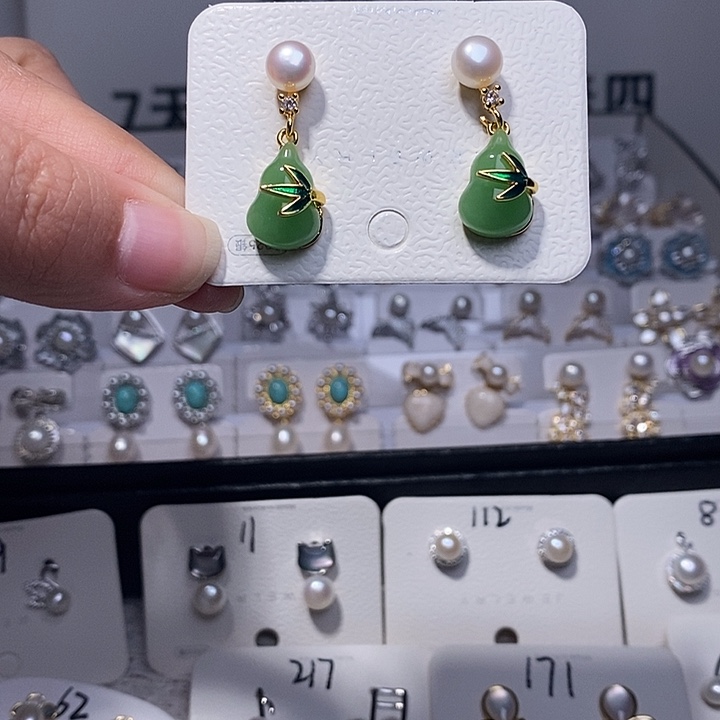 耳饰银S925镶嵌淡水珍珠