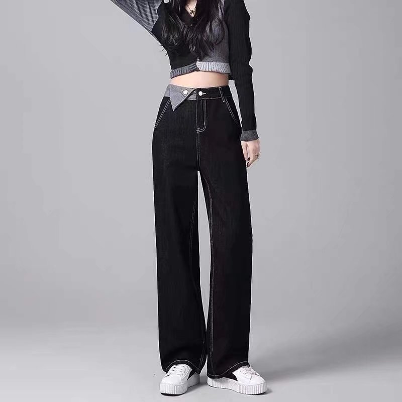 常规款微弹阔腿裤厚款免烫牛仔裤裤子宽松时尚长裤