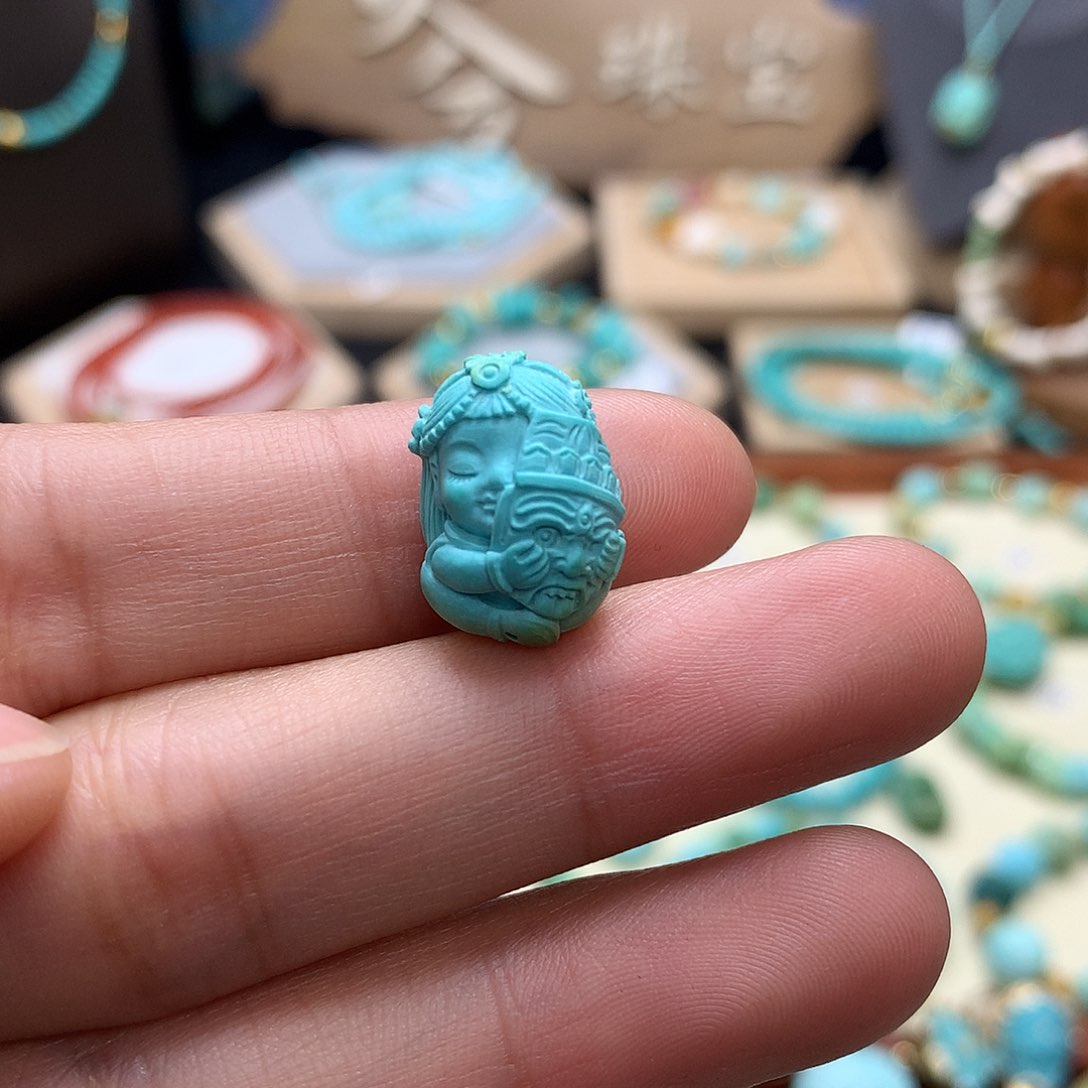 绿松石挂件未镶嵌宁*豆