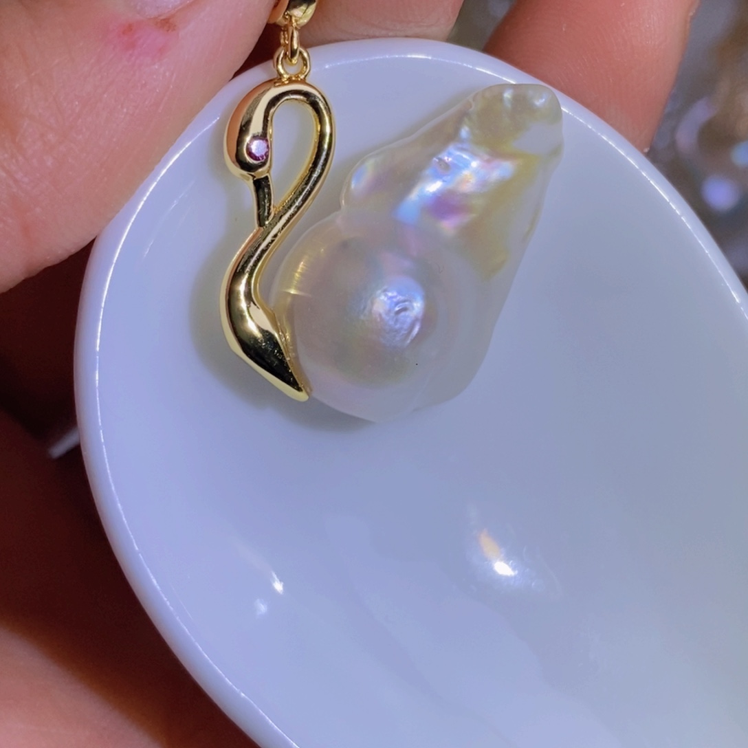 银S925镶嵌天然淡水珍珠淡水珍珠