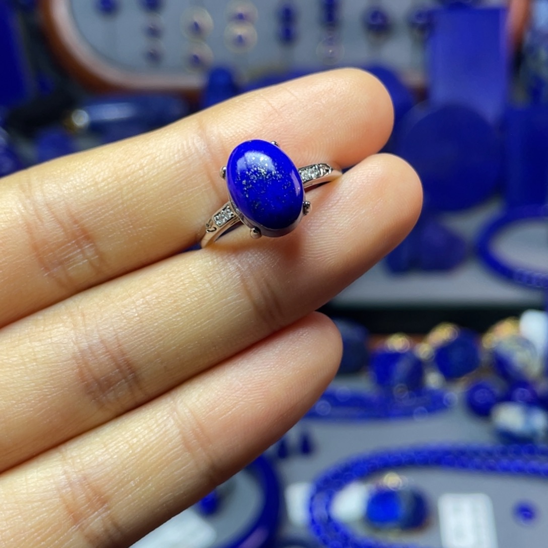 青金石银S925镶嵌戒指（可调节）