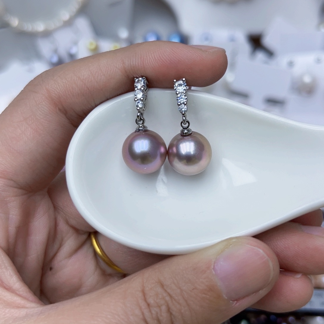 淡水珍珠耳饰银S925镶嵌