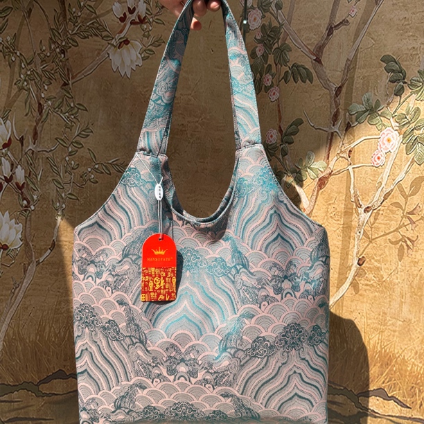 【 彩云间】香云提花老料40*24cm重工拉链托特包手工