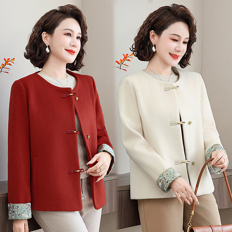 妈妈装春秋季毛呢外套洋气质时尚阔太太高贵呢子上衣服厚中老年人