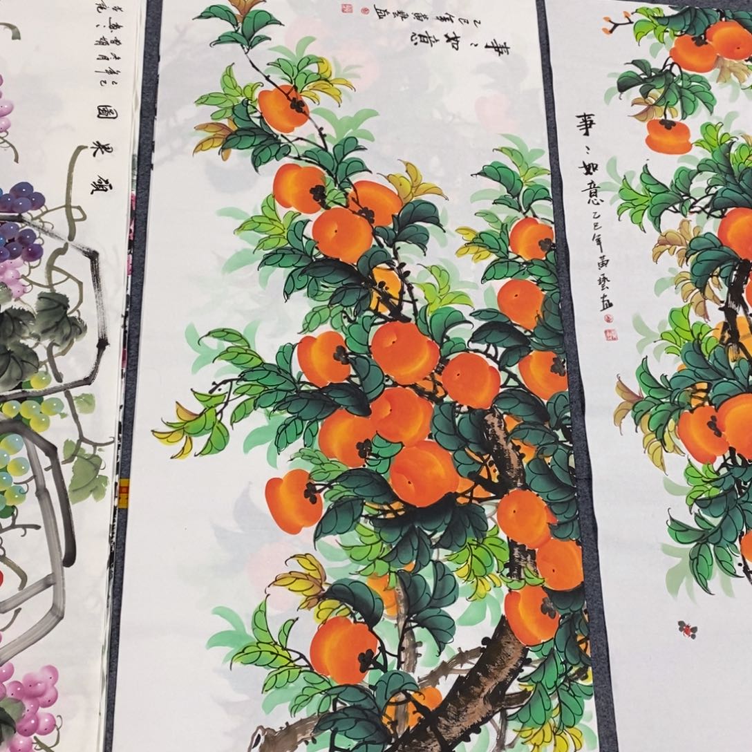 国画尺寸140✖️70四尺精品手绘柿子