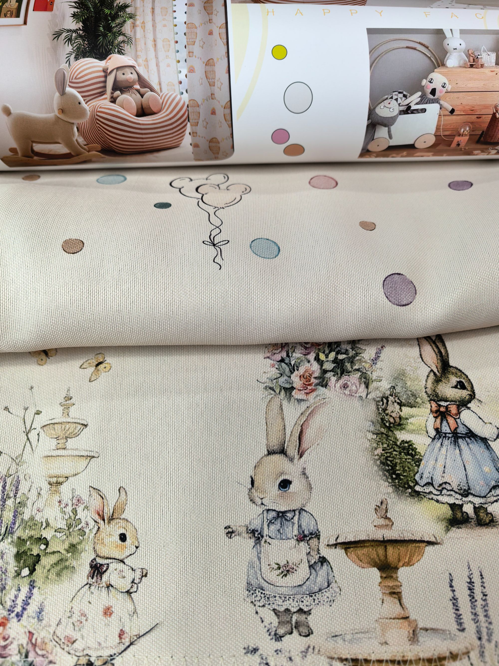 快乐因子儿童窗帘全棉系列油墨画色彩印花高遮光底布正反同工同料