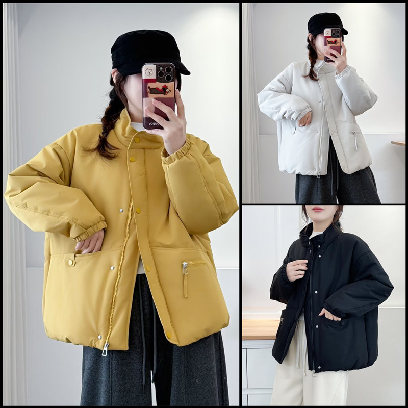 大码女装冬季韩版百搭保暖立领棉服外套胖mm休闲宽松显瘦厚款棉衣