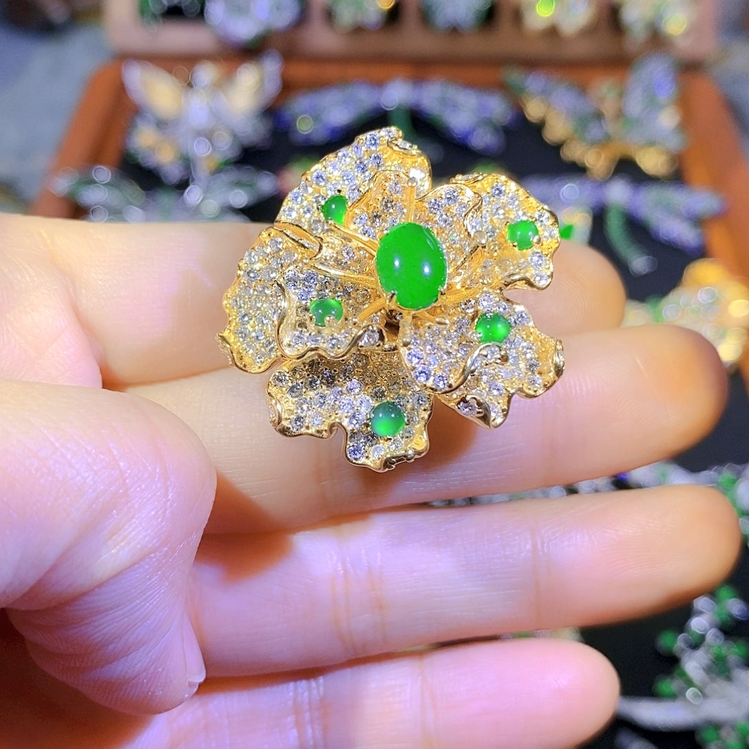 吊坠(不含链)银S925镶嵌翡翠