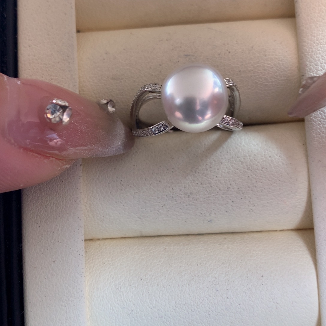 海水珍珠戒指银S925镶嵌